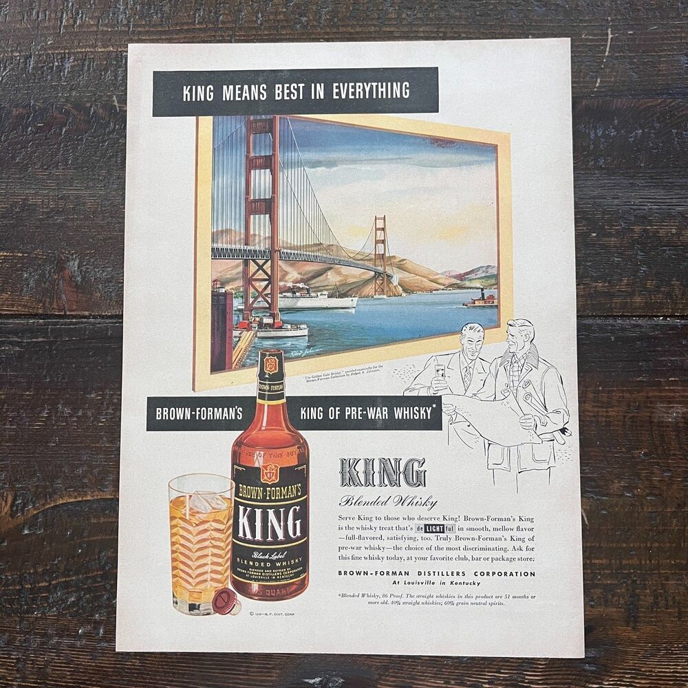 Brown Forman's King Whisky S2 Int'l Trucks Vintage 1946 Original Advertisement
